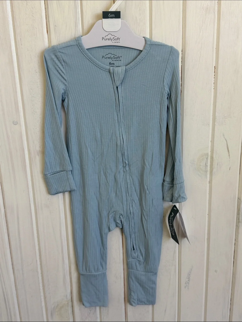 Carter's Light Blue Ribbed Optional Footed One-Piece Sleeper